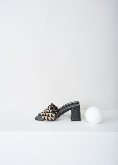 Prada Black-and-beige triangolo mules photo 2
