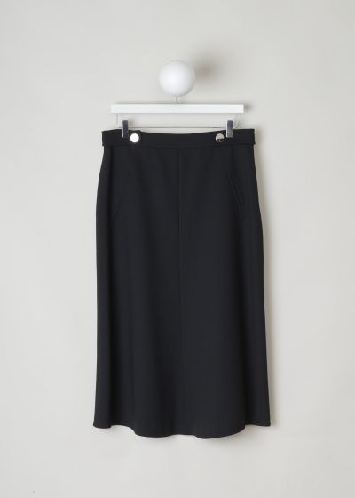 Prada Black A-line midi skirt with big silver buttons  photo 2