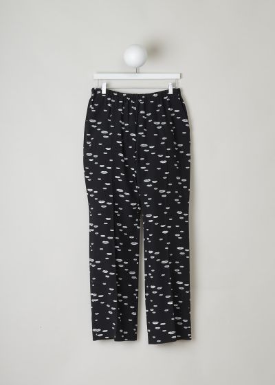 Prada Black silk pants with white lip print  photo 2
