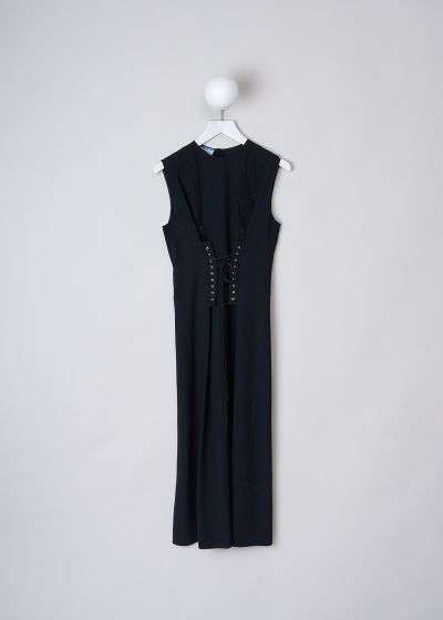 Prada Black sleeveless dress with corset detail photo 2