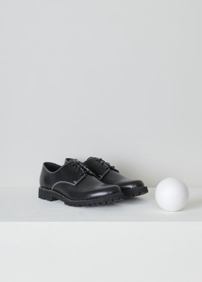 Sofie d’Hoore Black derby shoes with white stitching 