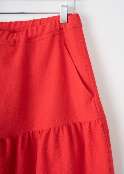 Sofie d'Hoore Washed wool Sling midi skirt in Lipstick Red