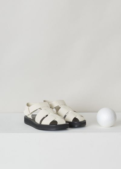 The Row Off-white grained leather fisherman sandals