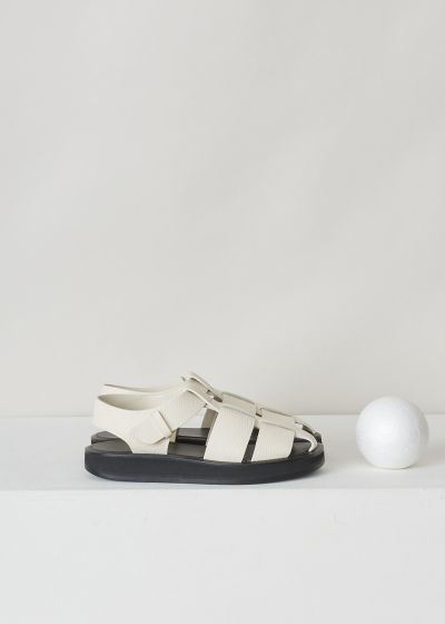 The Row Off-white grained leather fisherman sandals photo 2