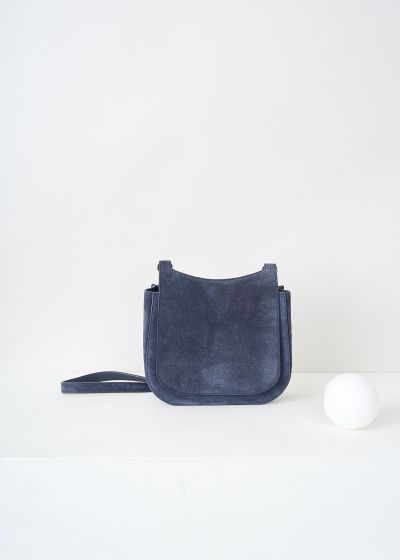 The Row Dark navy suede crossbody hunting bag photo 2