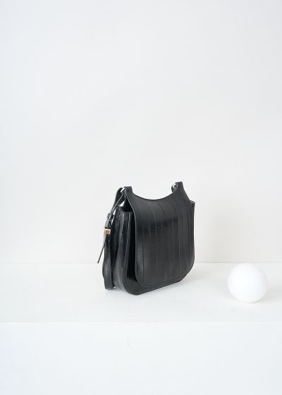 The Row Black patent leather crossbody hunting bag