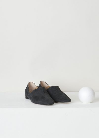 The Row Black suede slipper