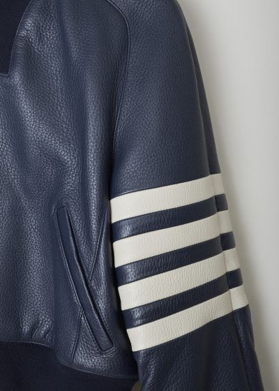 Thom Browne Cropped navy blue leather jacket