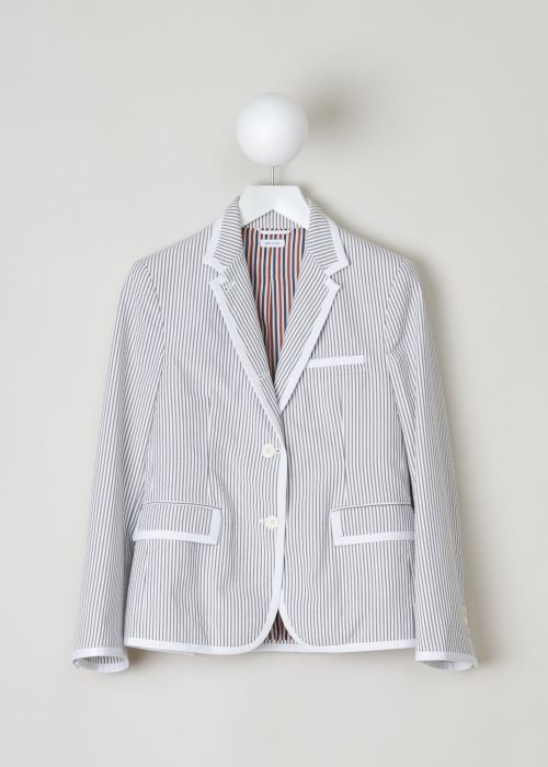 Thom Browne White and grey striped blazer  photo 2