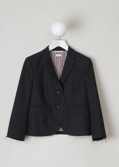 Thom Browne Black blazer with exposed seams and raw edges photo 2