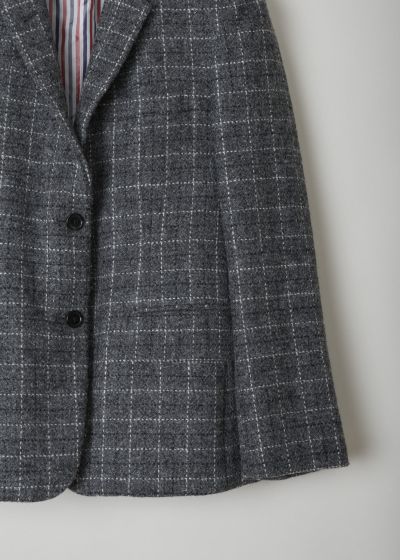 Thom Browne Grey tweed blazer with checked pattern 