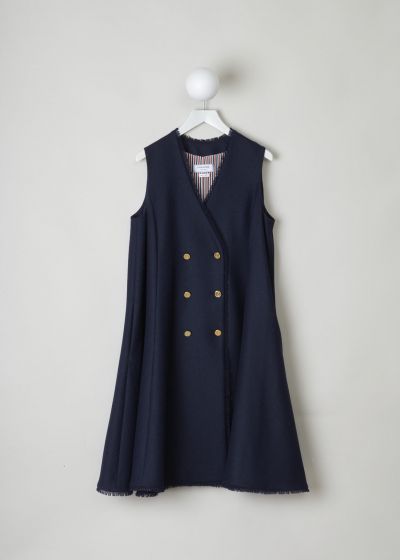 Thom Browne Navy blue A-line waist coat dress photo 2