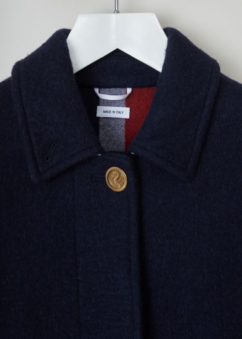 Thom Browne Navy woolen a-line coat