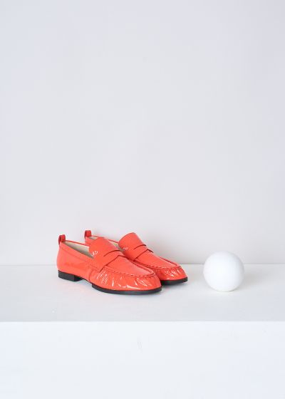 Tods Bright red lacquer loafers