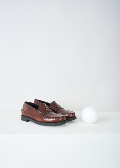 Tods Brown leather penny loafers