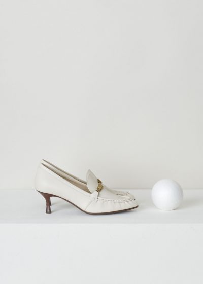 Tods Off-white leather loafers with a trapezoid heel photo 2