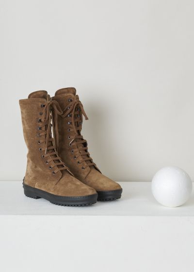 Tods Brown suede lace-up boots