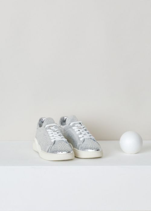 Tods Silver colored laser-cut sneakers
