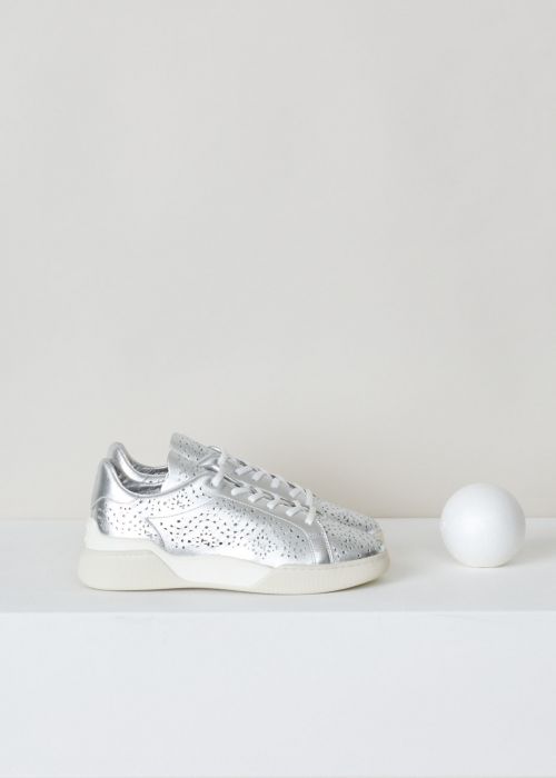 Tods Silver colored laser-cut sneakers photo 2