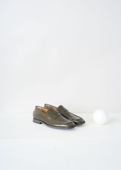 Tod's Army green penny loafers