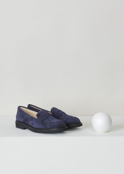 Tods Blue suede penny loafers