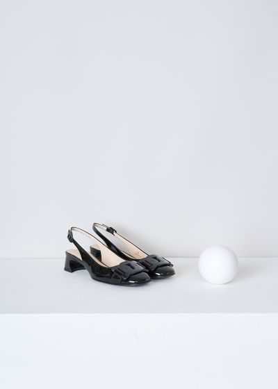 Tods Black lacquer slingbacks