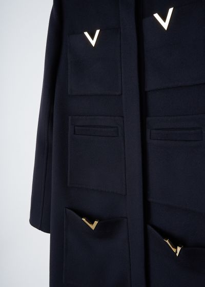 Valentino Navy blue patch pocket coat