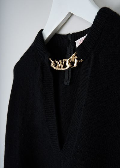 Valentino Black sweater with gold-tone chain detail