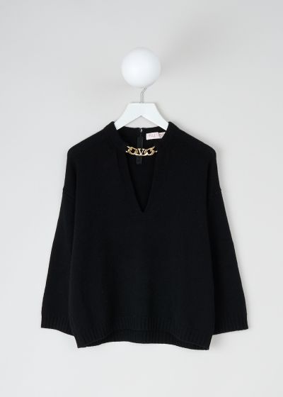 Valentino Black sweater with gold-tone chain detail photo 2