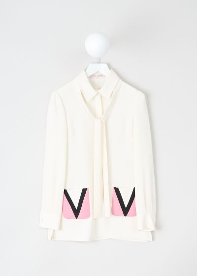 Valentino White silk blouse with decorated pockets photo 2