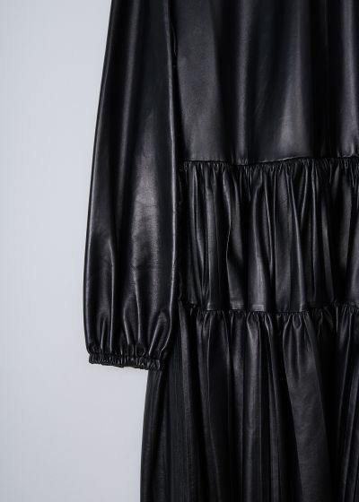 Valentino Tiered black leather dress