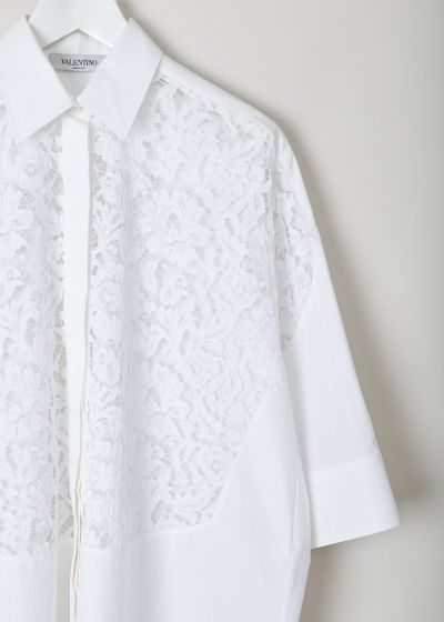 Valentino White tunic blouse with lace upper front 