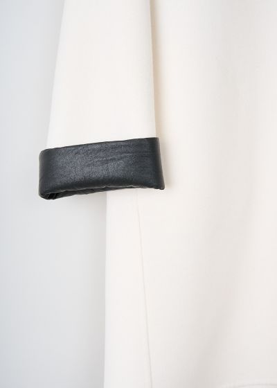 Valentino White coat with black leather cuffs