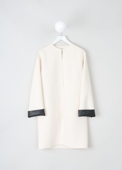 Valentino White coat with black leather cuffs photo 2