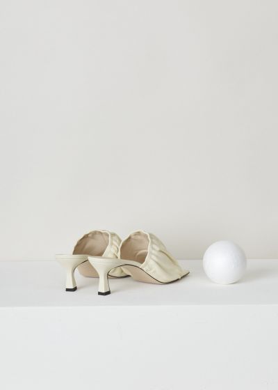 Wandler, Ava gathered-strap mules in cream, 20208_301201_1039_AVA_kitten_lambskin_leather_cream, white, back, Freshen up your wardrobe with lovely coloured mule. Featuring a gathered/wrinkled vamp, an open and square toe design, supported by a cute kitten heel. All put together makes for a definite must have this season   

Heel height: 6 cm / 2.3 inch.