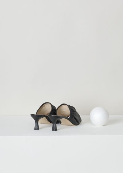 Wandler, Ava gathered-strap mules in black, 20208_301201_3200_AVA_kitten_lambskin_leather_black, black, back, Freshen up your wardrobe with lovely coloured mule. Featuring a gathered/wrinkled vamp, an open and square toe design, supported by a cute kitten heel. All put together makes for a definite must have this season   

Heel height: 6 cm / 2.3 inch.