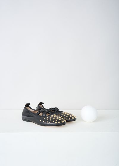 Wandler Black June ballerina flats with studs