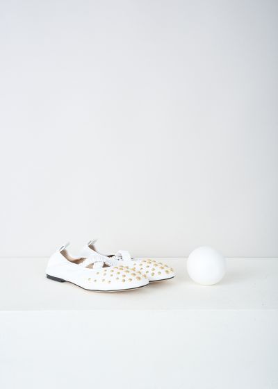 Wandler White June ballerina flats with studs