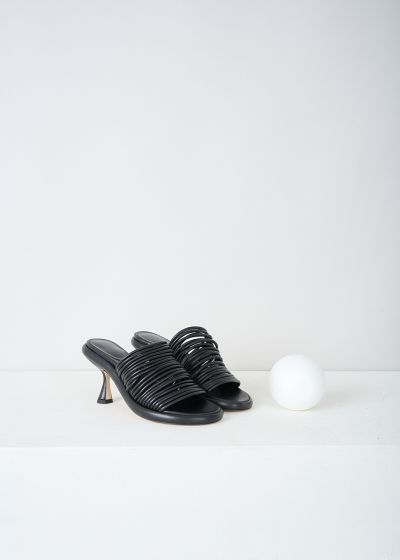 Wandler June strappy platform mules in black 