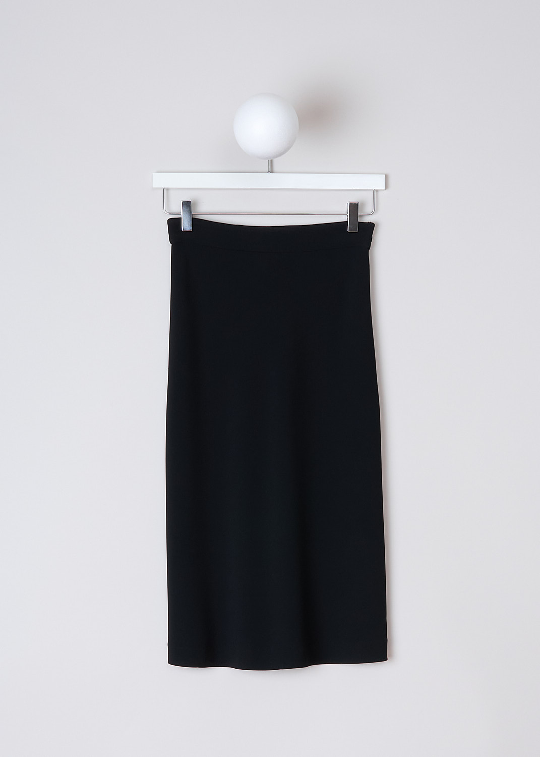 ASPESI, BLACK MIDI SKIRT, 2219_2088_10241, Black, Front, This black midi skirt has a concealed side zip. The skirt flares out slightly and has a straight hemline. 
