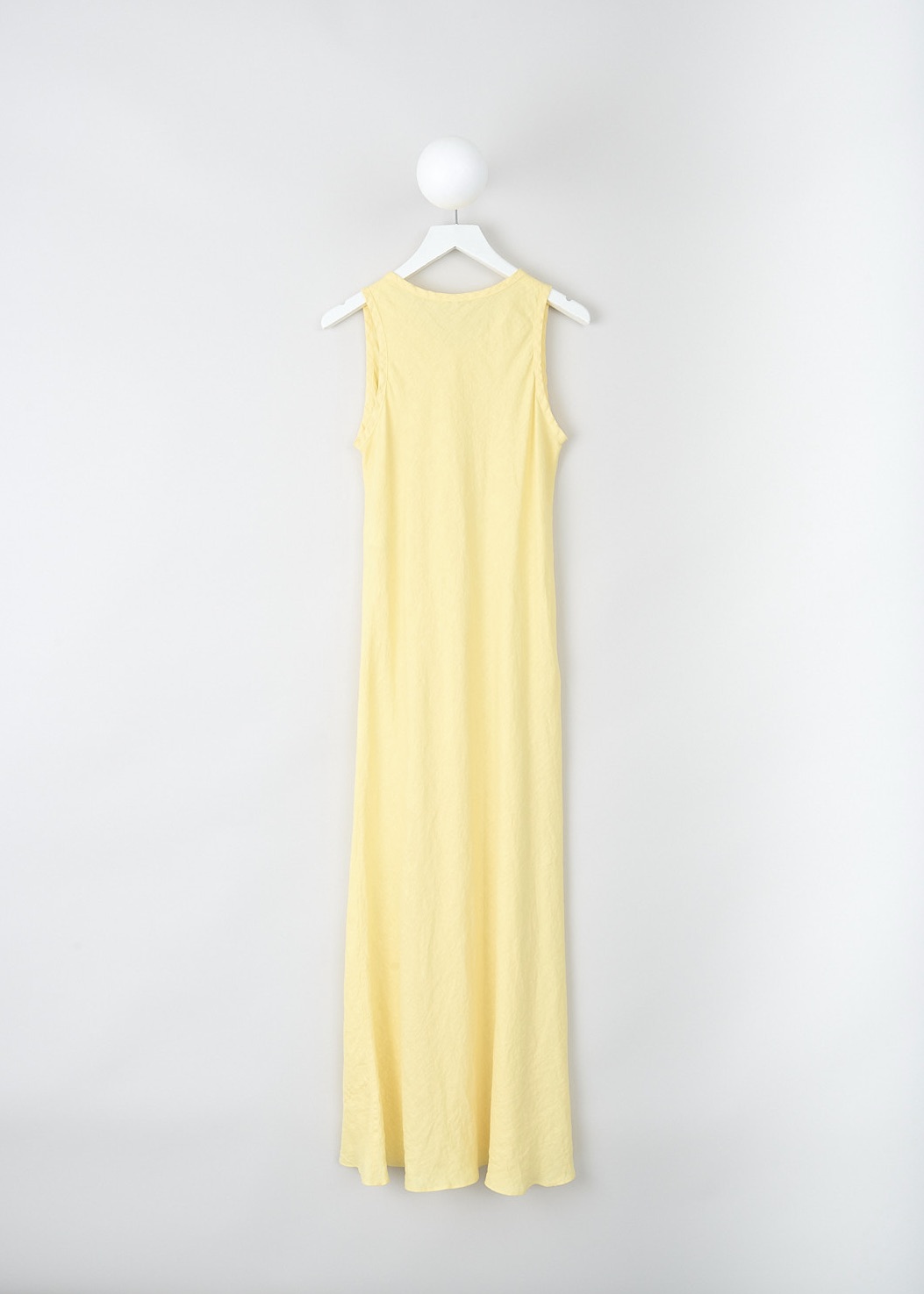 Aspesi, Sleeveless yellow maxi dress, 2915_C195_85155, Yellow, Back, This sleeveless yellow maxi dress has a round neckline and a straight hemline. 
