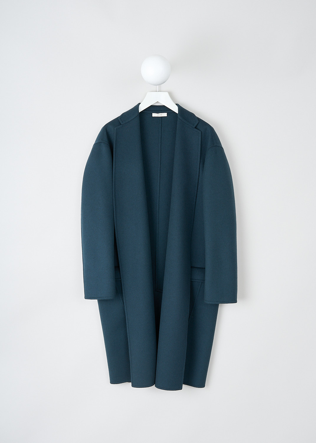 Oversized teal blue cashmere coat at Kiki s Stocksale