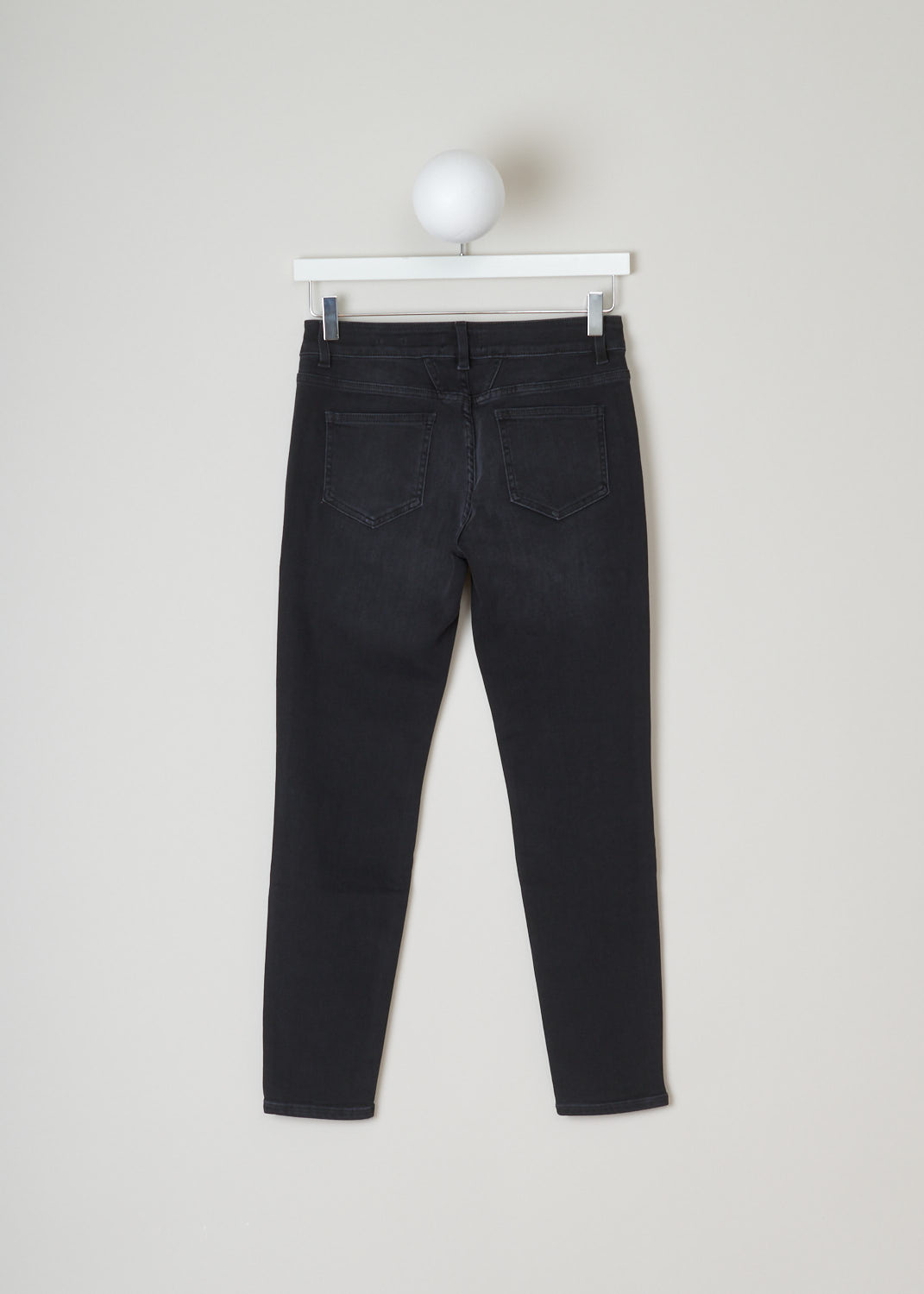 Closed, Slim-fit mid-waist black jeans, baker_C91833_0E3BL_bl, black, back, Mid-waist slim-fit jeans made with cropped leg length. Comes with the traditional 5 pockets. As closure options this model had one button and concealed zipper.