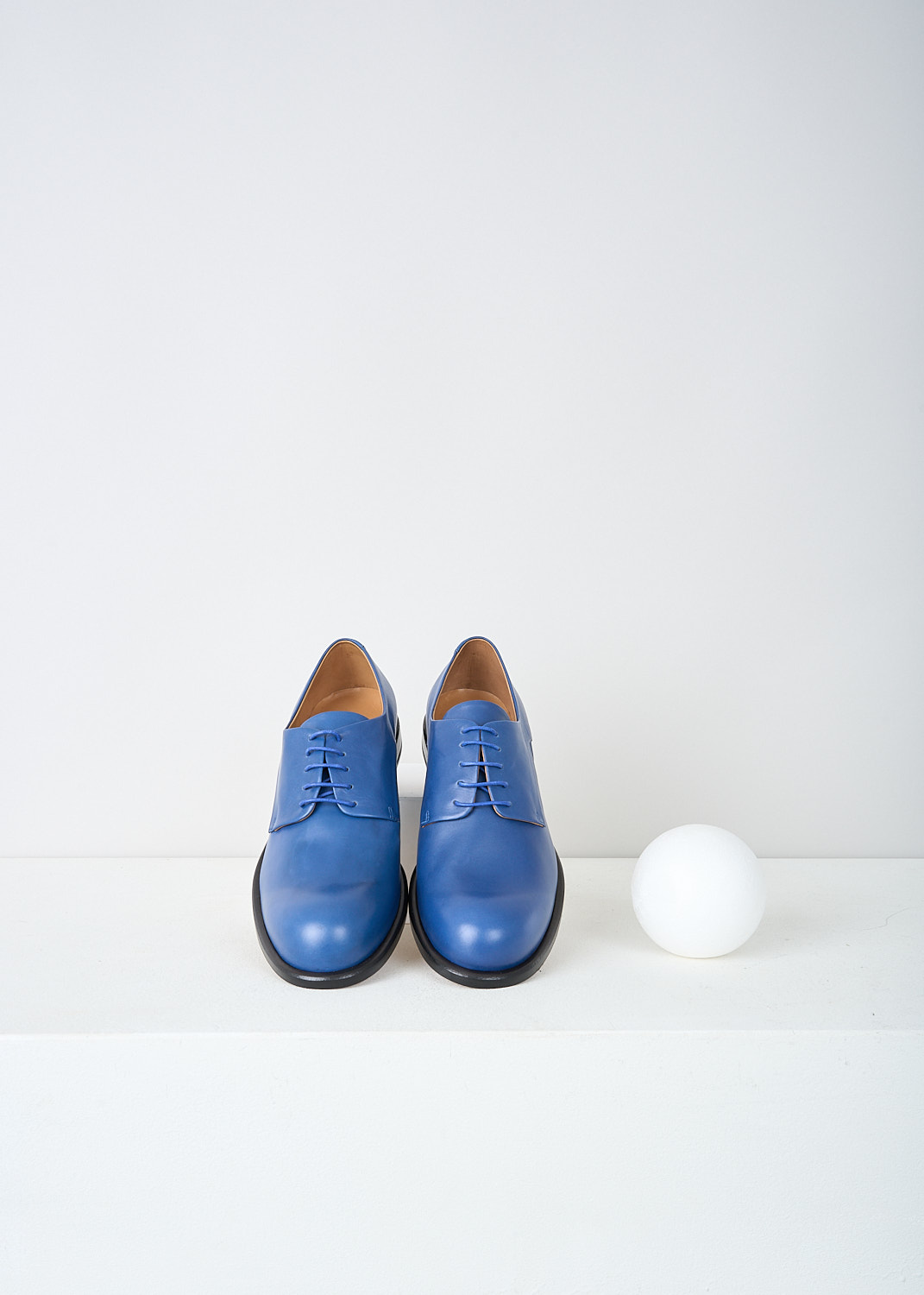 Jil Sander, Cobalt blue lace-up derby shoes, JS20060_713_BLUE, Blue, Top, These cobalt blue leather derby shoes have a classic lace-up closing. These shoes have a black sole with a small heel.
