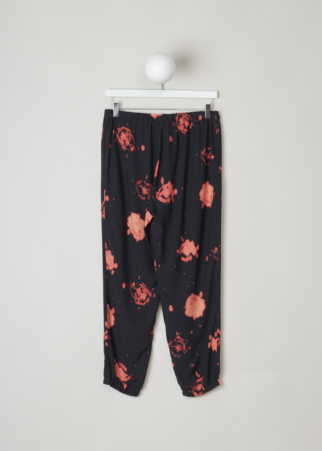 MARNI, BLACK JOGGERS WITH ABSTRACT PRINT, PAMA0291A1_UTV858_FRN99, Black, Print, Back, Beautiful black joggers with an abstract print throughout. These comfortable pants have an elasticated waistband and a drawstring as well as elasticated cuffed hems. Two slanted pockets can be found on either side. 