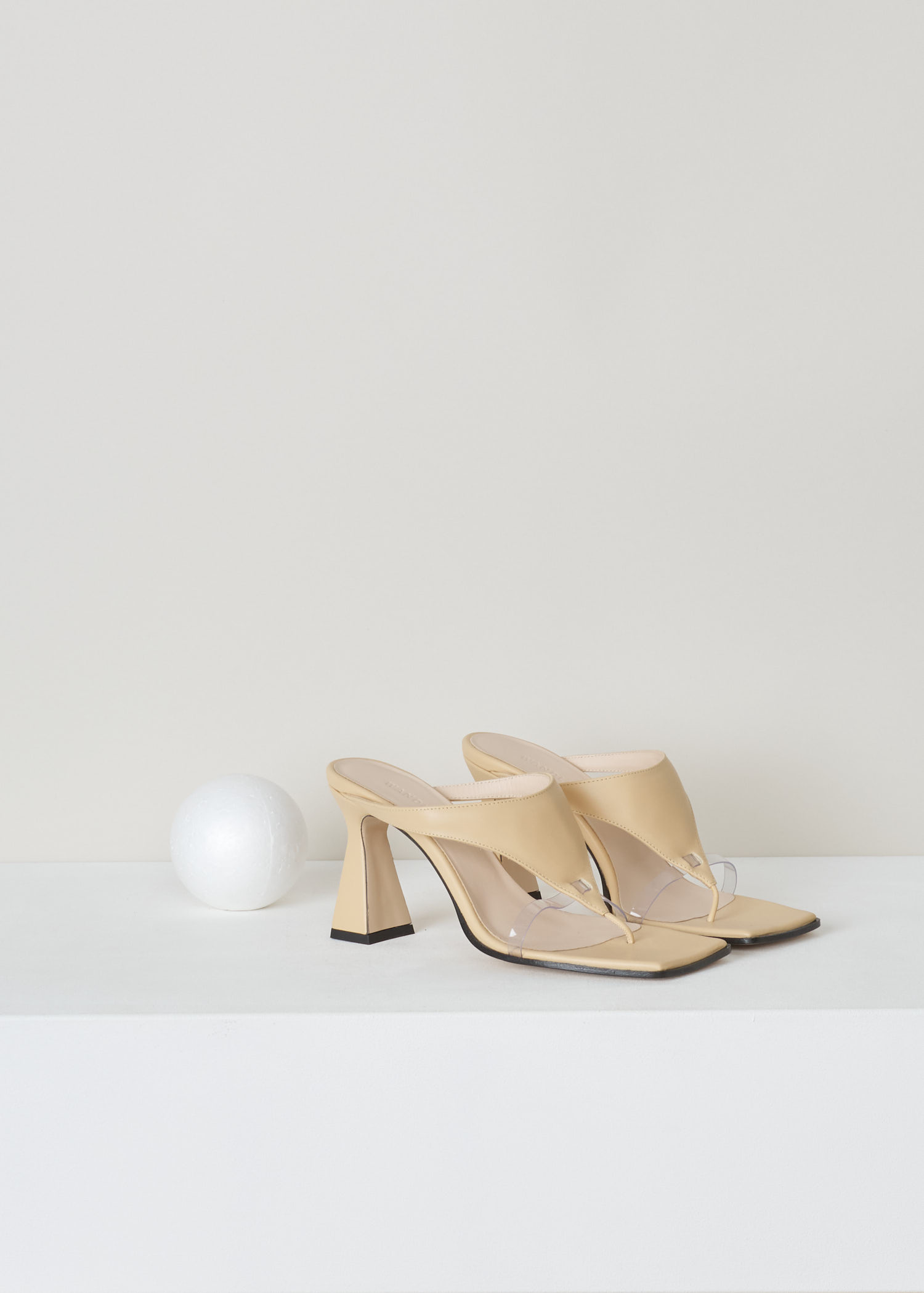 Wandler, Lambskin cashew sandal, Feline_Sandal_Lambskin_Leather_Cashew, beige, front, Lambskin mules, comes in cashew color. Featuring square-cut open toes and lightly padded straps for extra comfort.