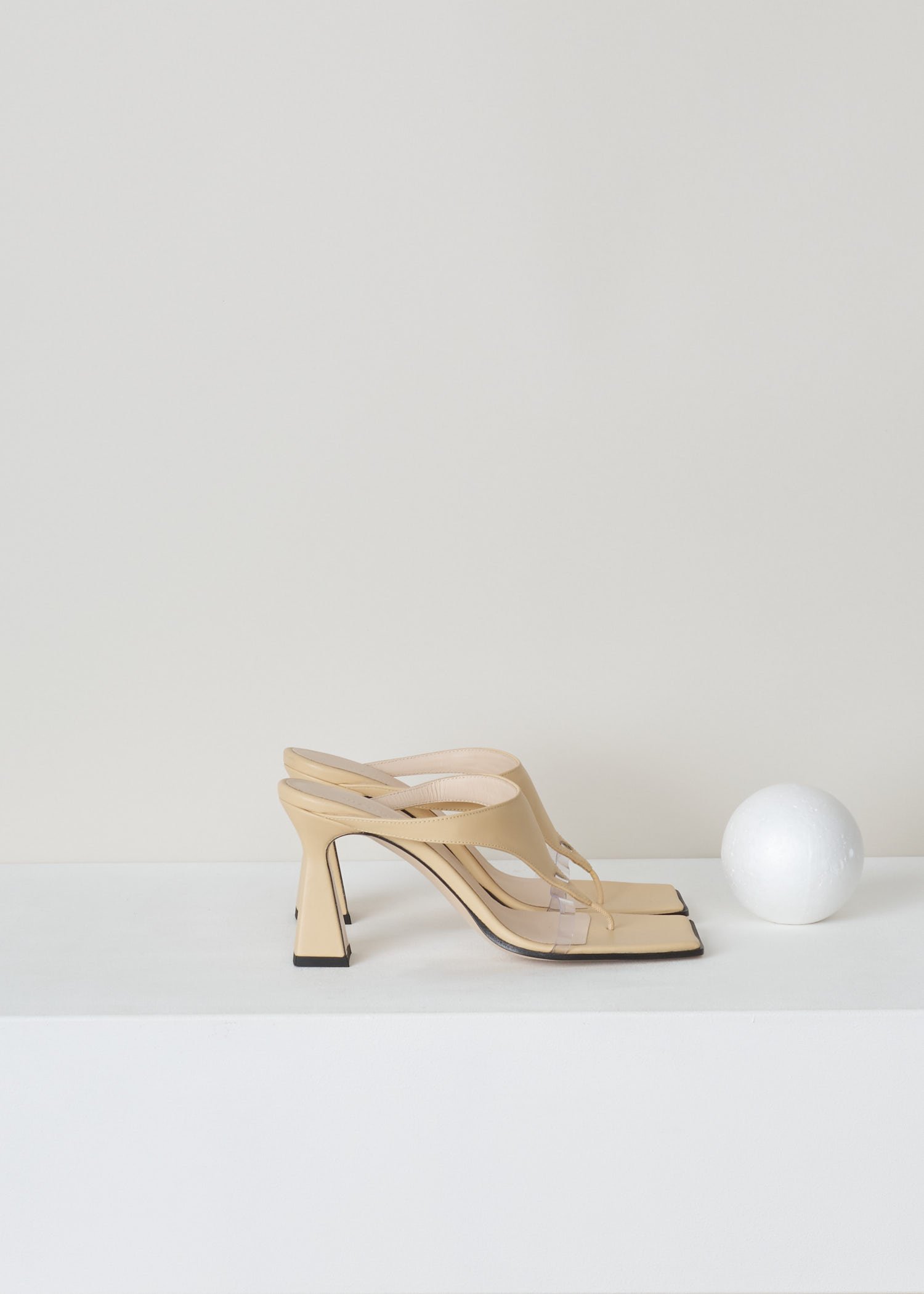 Wandler, Lambskin cashew sandal, Feline_Sandal_Lambskin_Leather_Cashew, beige, side, Lambskin mules, comes in cashew color. Featuring square-cut open toes and lightly padded straps for extra comfort.