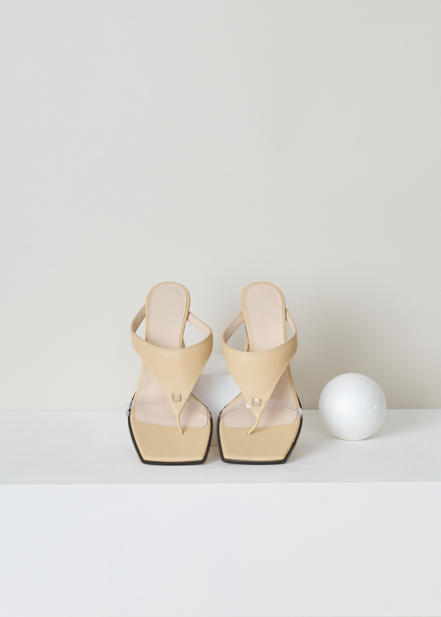 Wandler, Lambskin cashew sandal, Feline_Sandal_Lambskin_Leather_Cashew, beige, top, Lambskin mules, comes in cashew color. Featuring square-cut open toes and lightly padded straps for extra comfort.